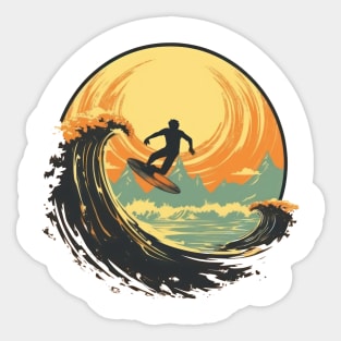 Ride the wave of nostalgia with our vintage retro surfer skater designs Sticker